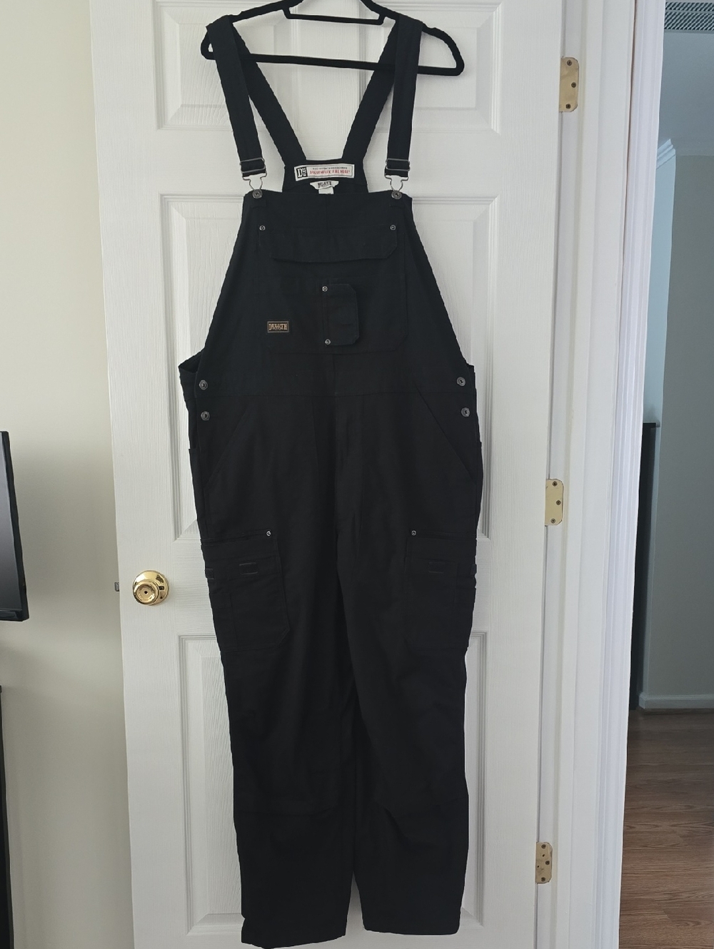 Mens 40 X 30 Duluth Trading Co Black DULUTHFLEX® Overalls with Red Logo